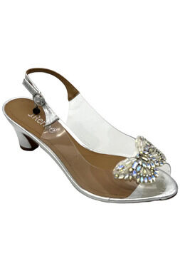 J. Renee Women's Gloriana Slingback Heeled Sandals Silver - Wide